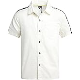 DKNY Boys Button Down Shirt - Soft Woven Collared Short Sleeve Shirts - Casual Boys Dress Shirts for School Vacation Holidays