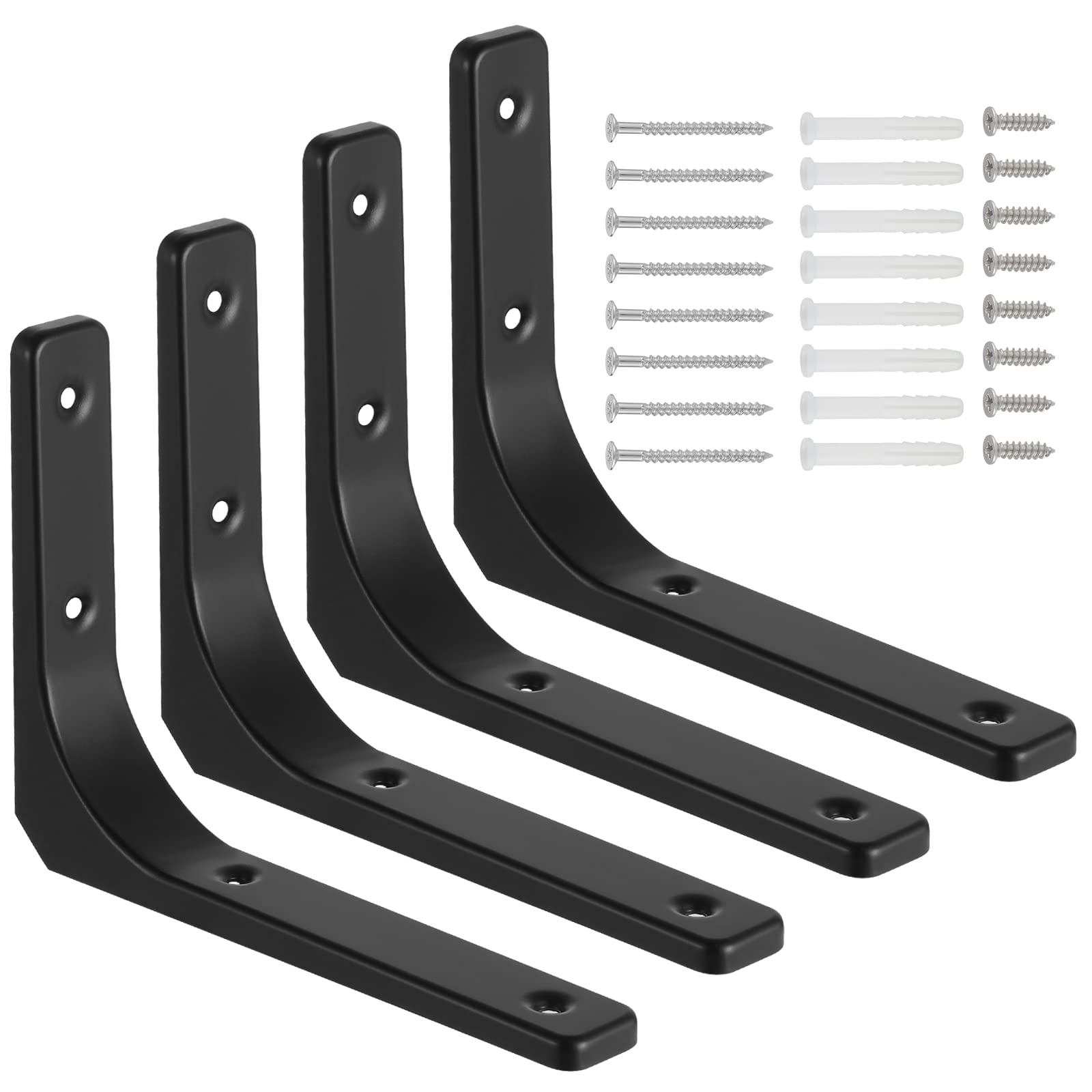 Knpwer 4 Pcs Wall Shelf Brackets,8 Inch Heavy Duty Shelf Supports Rustic Heavy Duty Brackets, L Shape Right Angle Wall Mounted Bracket (15x20cm)