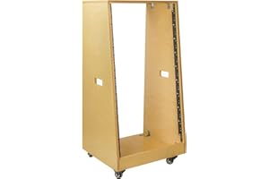 Sound Town DIY Solid Baltic Birch Plywood Slanted 20U Studio Rack, Golden Oak, with Rubber Feet, Casters (SDRK-20T)