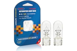 ALKOREY T10 W5W 194 168 12V 5W Light Bulbs,2700K Warm White Lamps,Replacement Bulb for License Plate Lights, Dome Map Light, Courtesy Light Bulbs,2 Pack