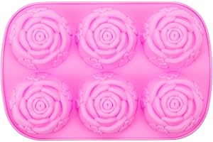 MOTZU 6 Cavity Rose Flower Silicone Ice Cube Candy Chocolate Cake Cookie Cupcake Baking Soap Mould