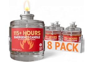 GAS ONE GasOne 115+ Hours Emergency Candle Set – 8-Pack Emergency Liquid Candles Long Burning – Unscented Candles for Power Outages, Blackouts, Fishing, Camping – Clean Burning