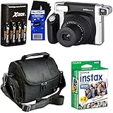Fujifilm INSTAX 300 Wide-Format Instant Photo Film Camera (Black/Silver) + Fujifilm instax Wide Instant Film, Twin Pack (20 sheets) + 4 AA High Capacity Rechargeable Batteries with Battery Charger + Camera Case + HeroFiberÂ® Ultra Gentle Cleaning Cloth