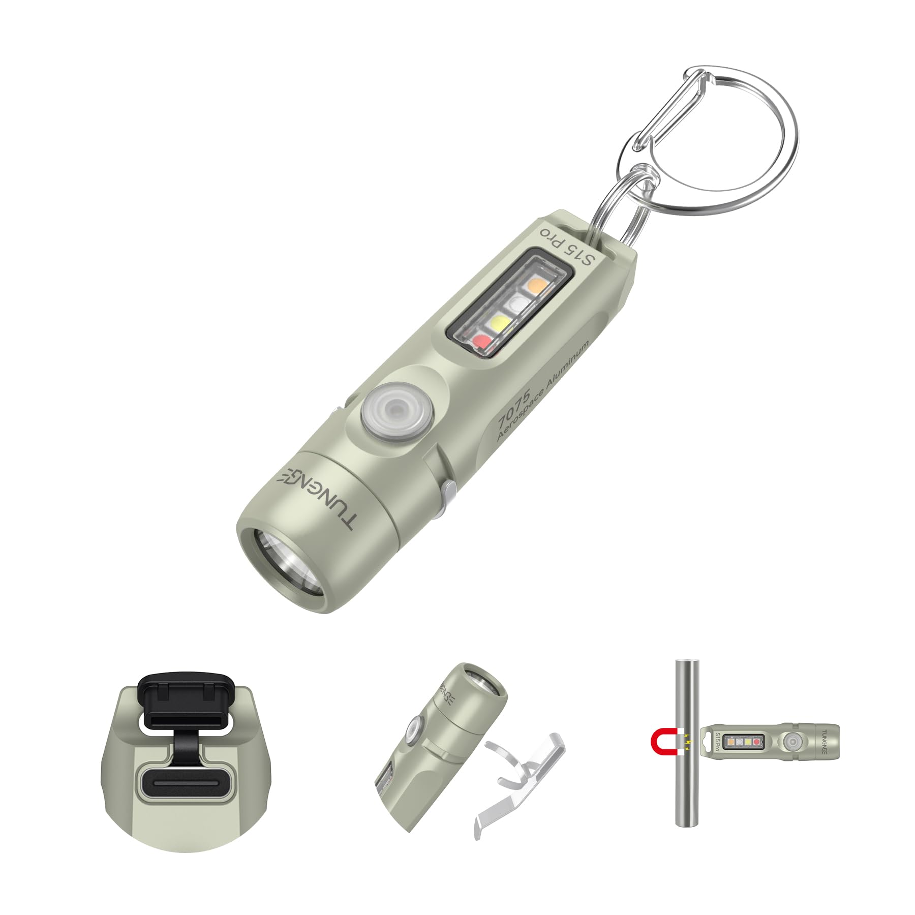 Photo 1 of TUNENGE S15Pro 7075 Aluminum Keychain Flashlight Rechargeable, 750 Lumen EDC Pocket Flashlight Magnet, Mini Flashlight