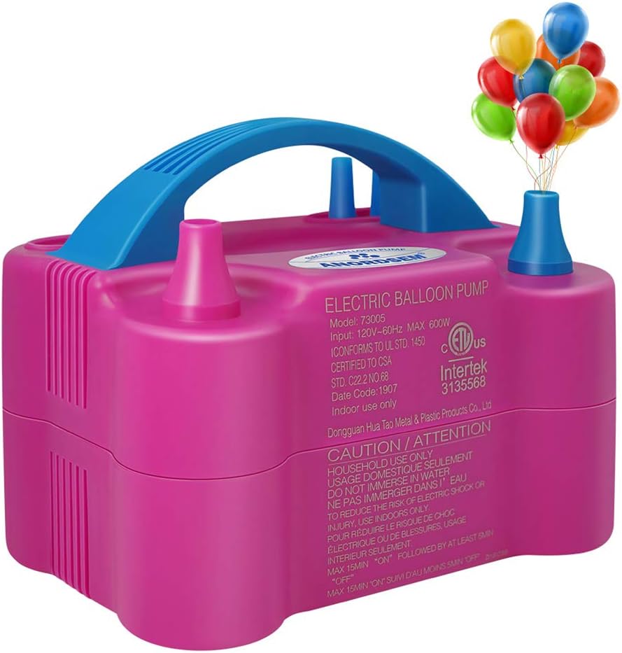Balloon Pump Electric Balloon Inflator Dual Nozzle with UK Plug for