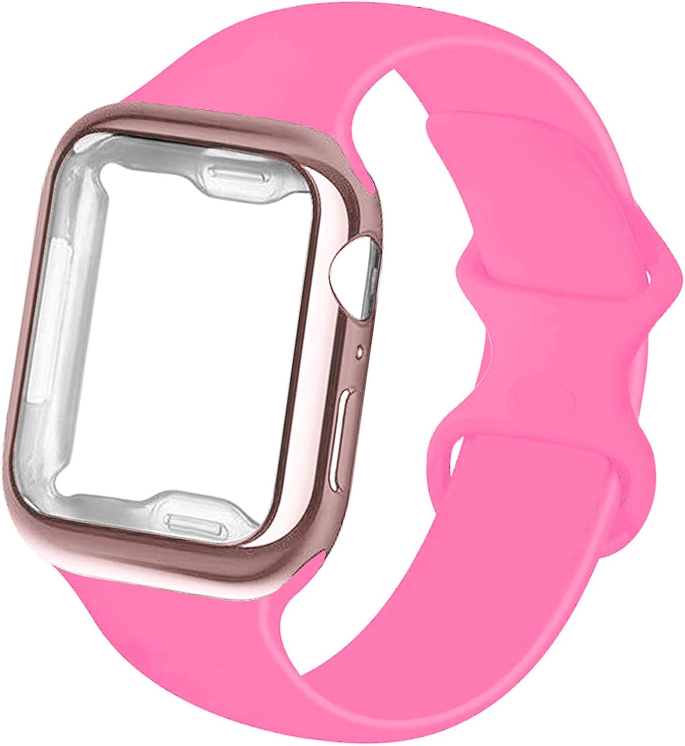 RUOQINI Smartwatch Band with Case Compatiable for Apple Watch Band 38mm 40mm 42mm 44mm, Silicone Sport Band and TPU Case for iWatch Series 6/5/4/3/2/1/SE