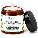 RaGaNaturals Hand &amp; Body Cream for Dry, Eczema-Prone Skin (Unscented) 8oz | Natural Body Butter with Vitamin E, Mango Butter, Argan &amp; Avocado Oil. Softens Dry, Sensitive Skin For Healthy-Looking Glow.