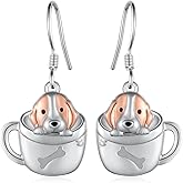 Dog Dangle Earrings Sterling Silver Corgi/Beagle/Husky Earrings Dog Jewelry Gifts for Women