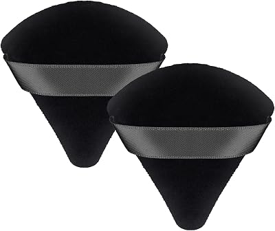 Patelai 2 Pcs Triangle Powder Puff Sponges with Strap Black