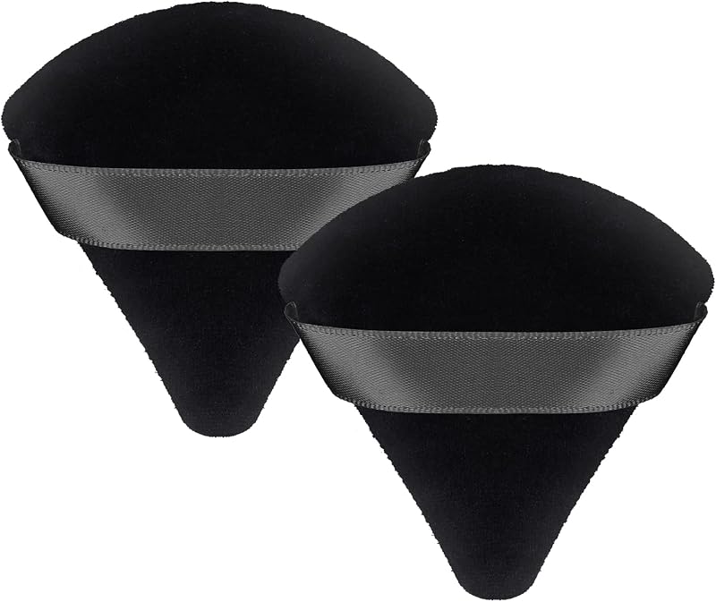 Patelai 2 Pcs Triangle Powder Puff Sponges with Strap Black