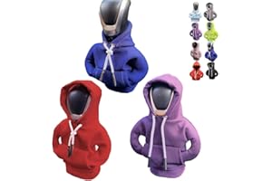 TOPALIVING 3Pcs Car Shift Knob Hoodie,Funny Gear Shift Knob Shirt Sweater, Winter Warm Shift Knob Cover Sweater Shirt,Universal Fit Shift Gear Cover,Shift Knob Interior Decor Accessorie (3pcs, Mixed color)