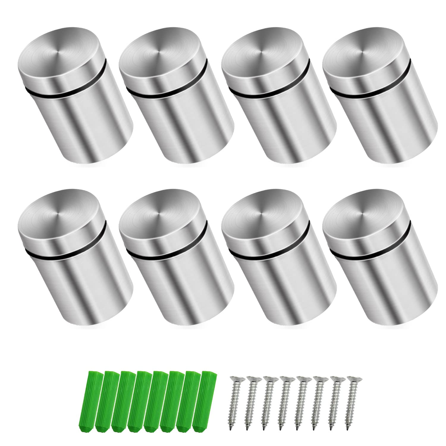 WJUAN 8 Pcs Advertising Screw Nails Sign Holders Nail Glass Standoff Fixings, Screw Glass Standoff Holder for Mounting and Fixing the Glass (Silver 18 x 26 mm)