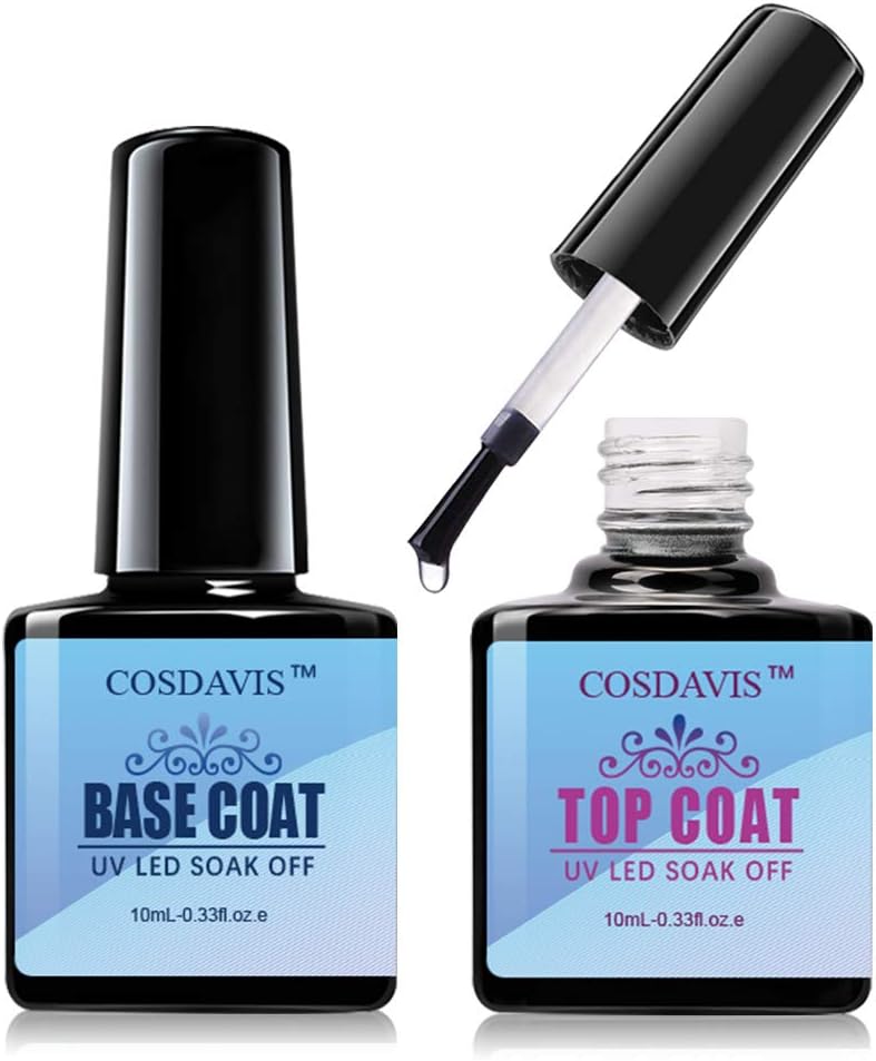 Morovan Gel Top and Base Coat Gel Nail Polish No Wipe Top Coat Base Coat Set Long Lasting Shine Finish for Nail Art Beginner : Beauty