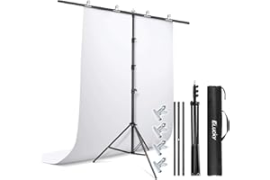 Backdrop Stand for Parties, 6.5X8 ft Heavy Duty T-Shaped Background Stand, Includes 4 Clamps, and Carrying Bag, EZLucky Adjustable Backdrops for Photography, Parties, Photo Booths & Projector Screens