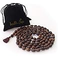 HealthAndYoga™ Lotus Mala Beads with Velvet Pouch (86 cm String, 108+1 Seeds)- Prayer, Meditation, Energy Chakra Balancing, Mantra Japa Recitation for Spiritual Growth – Long Necklace with Large Beads