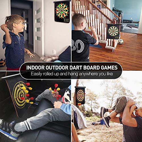 Gahoroy Magnetic Dart Board for Kids, Indoor Outdoor Board Games Set, Kids Toys Gift for Boys Girls Age 5 6 7 8 9 10 11 12 13 14 15 16 Years Old (Black, 15")