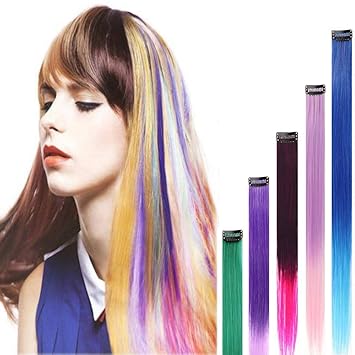 Amazon Com 20 Pcs Colored Clip In Hair Extension 22 Inch