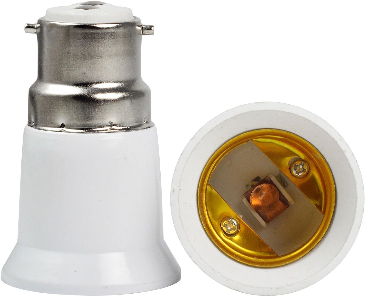 LNYMZD White Bayonet BC B22 to ES E27 Screw Light Bulb Adaptor Lamp Fitting Converter Holder Lamp Bases Lamps, Bases and Shades