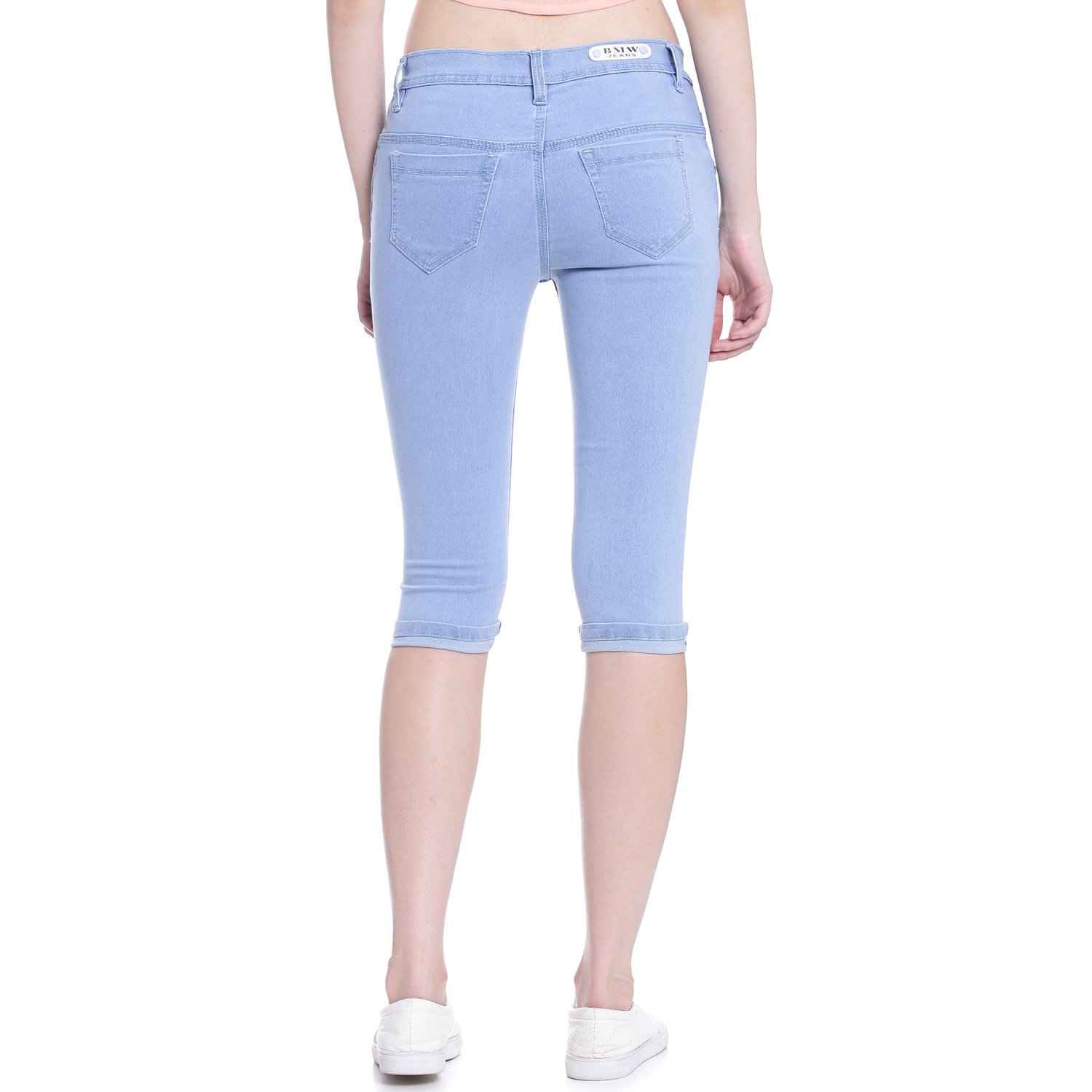 broadstar women denim ice blue capri
