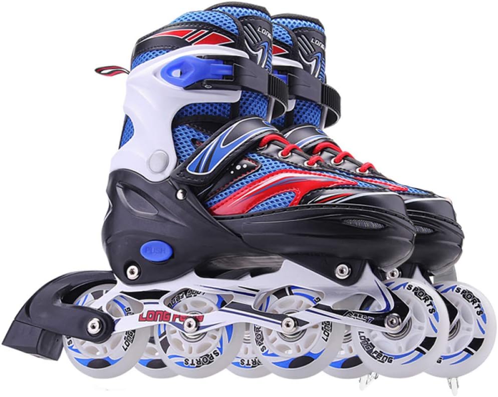 WuJiPeng 4 Size Adjustable Light Up Inline Roller Skates For Girls And