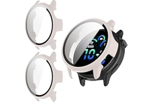 Kimiyaki 2 Pack for Garmin vivoactive 6 Screen Protector Case [Full Coverage], Hard PC Bumper All-Around Protective Accessories for Garmin vivoactive 6 Built-in 9H Tempered Glass Film