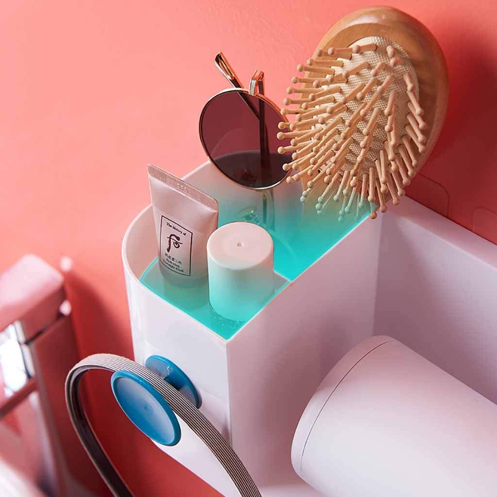 Ahagogo Bathroom Hair Dryer Holder Toothbrush Rack Wall Mounted Drier Storage Comb Shift (White, 23 x 10.5 x 11.5cm)