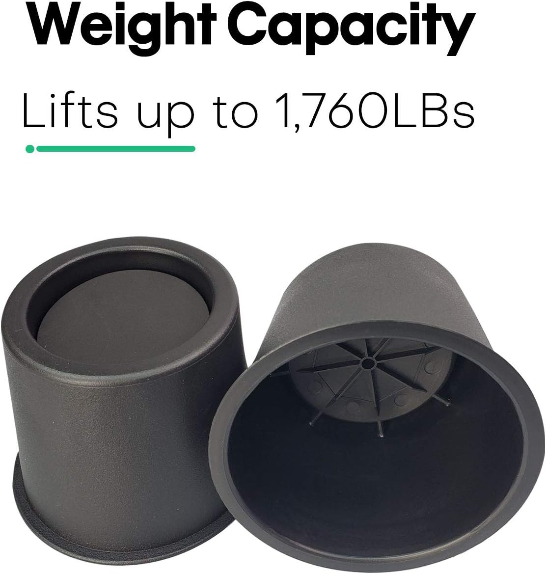 DIY 10 cm Round Bed Risers Lifts Height of 4 Inch Heavy Duty Table Risers Furniture Risers Great Under Bed Storage Space Black Set of 4 Pcs - Image 4