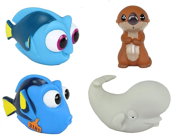 Disney Pixar Finding Dory Bath Toy Squirter 4 pack Otter, Dory