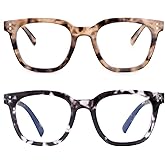 firstsense 2Pack Reading Glasses for Men Women Blue Light Blocking with Spring Hinge, Anti UV Ray Filter Eyeglasses