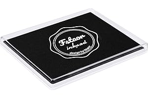 Fstaor Permanent Large Black Ink Pad for Rubber Stamps, 5x4 inch Non-Toxic Safe Stamp Pads for Kids Paper Wood Fabric (Black)