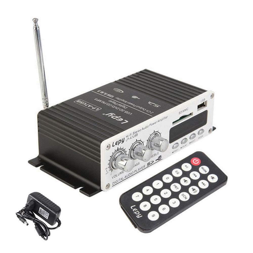DollaTek Lepy A7USB 3A Mini Super Bass Stereo Amplifier Car USB 2 Channel DVD FM CD MP3 Audio Player