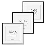 16x16 Black Picture Frames, Solid Oak Wood Frame