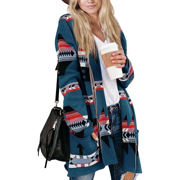 Women Ethnic Knit Cardigan Sweater Vintage Fringe Boho Long