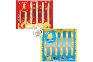 Wild & Wacky Flavored Christmas Candy Cane Variety 2 Pack Bundle | Stocking Stuffer, Candy Cane Roulette, Funny Novelty Weird Candy | with June Street Market Christmas Sticker (Macaroni and Cheese & Butter)
