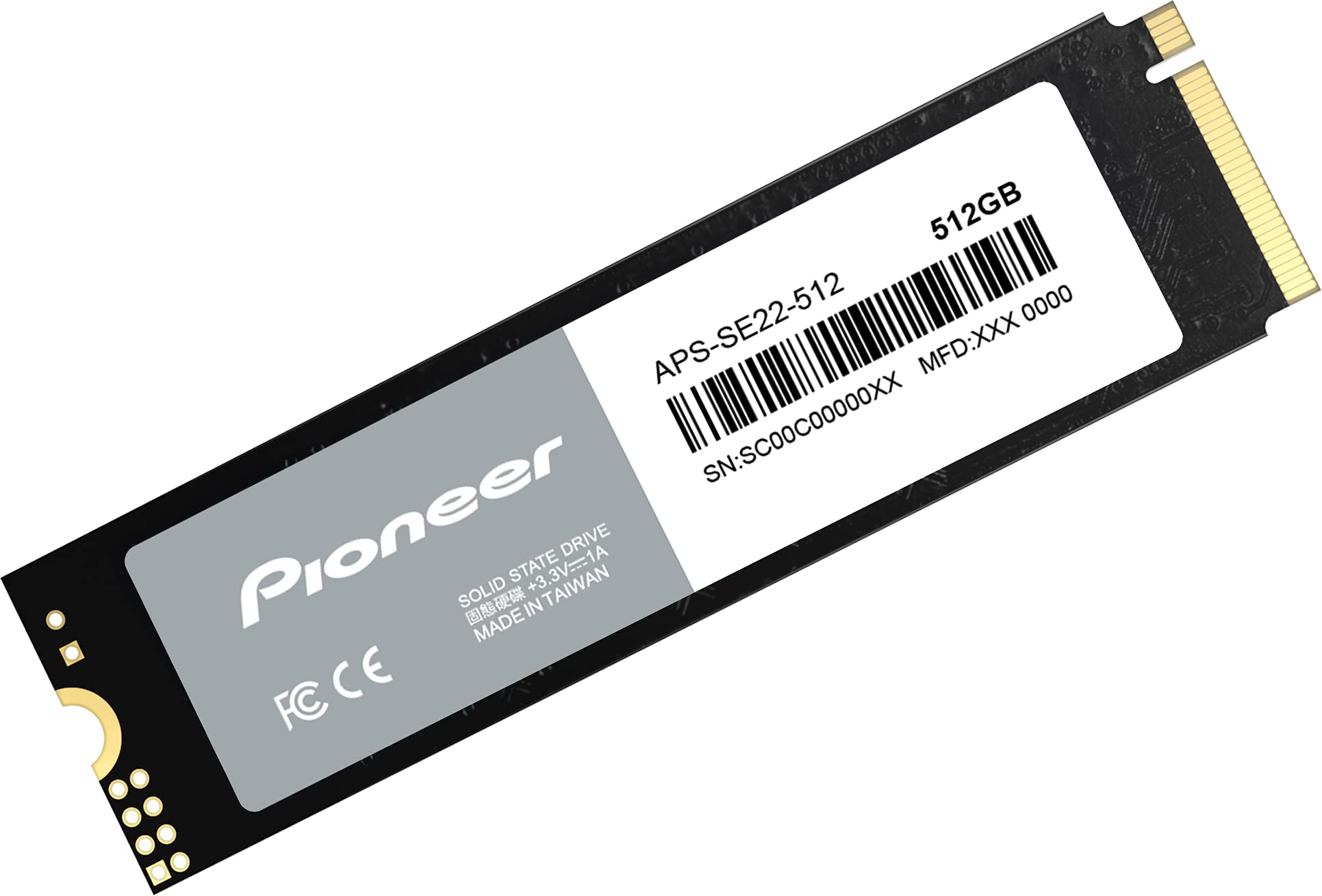 Pioneer 512G NVMe PCIe M.2 2280 Gen 3x4 Internal Solid State Drive (APS-SE22-512)