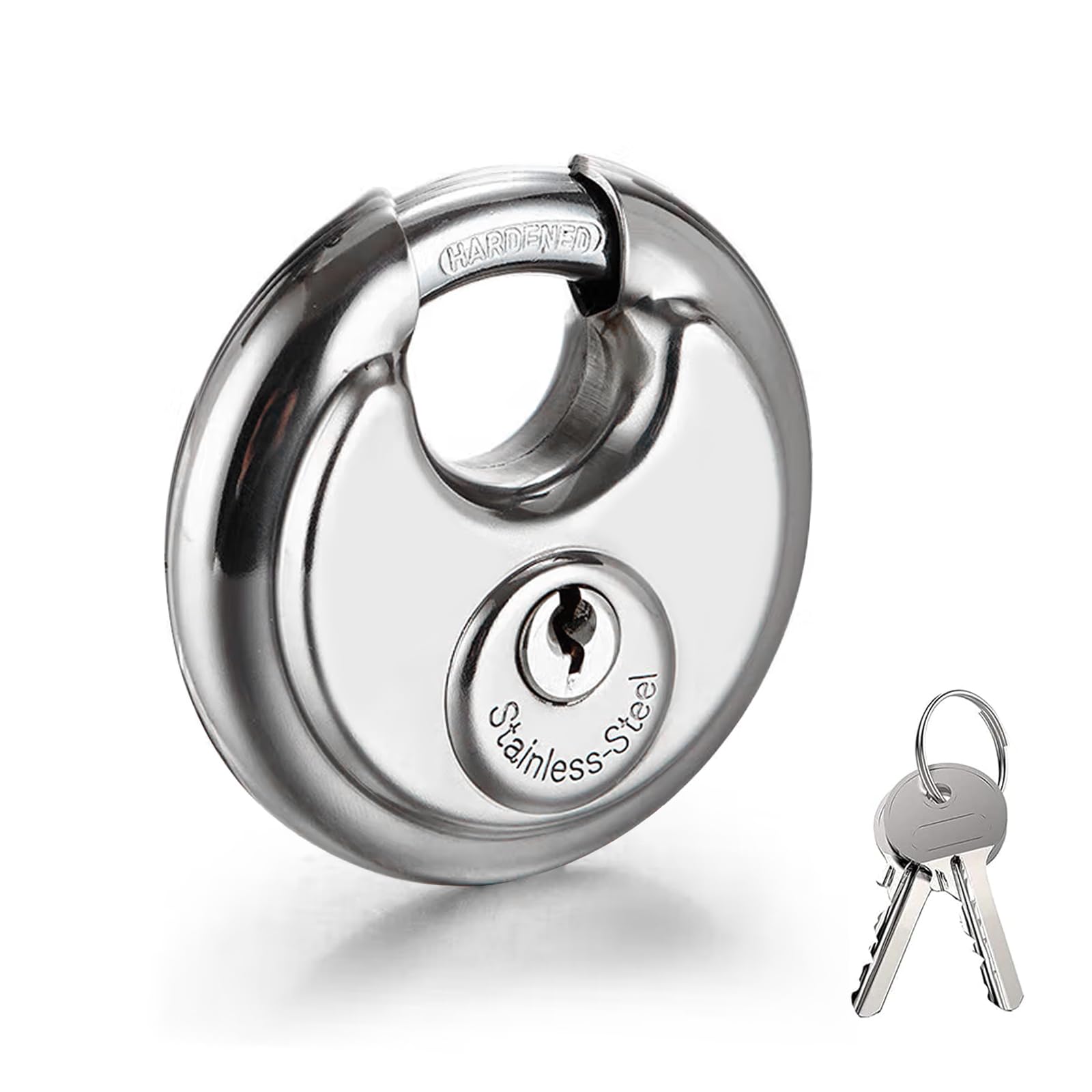 Dfuqanb Padlock, Pendant Lock, Padlock, Discus Lock, Padlock, Weatherproof, with 2 Buttons, 304 Stainless Steel, Brass Lock, Cut Resistant