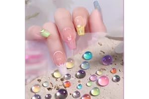 Dedyel Nail Art Pearls Gradient Flat Bottom Half Round Pearl Mermaid Bubble Beads Mixed Size 2/3/4/5/6/7mm Aurora Flat Bottom Pearls DIY Nail Art Decoration Materials (9 Colors)