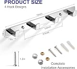 BOOKARROW 4 Chrome Towel Hooks Wall Mount Screw Fixed Door Coat Hanger Rack view 4