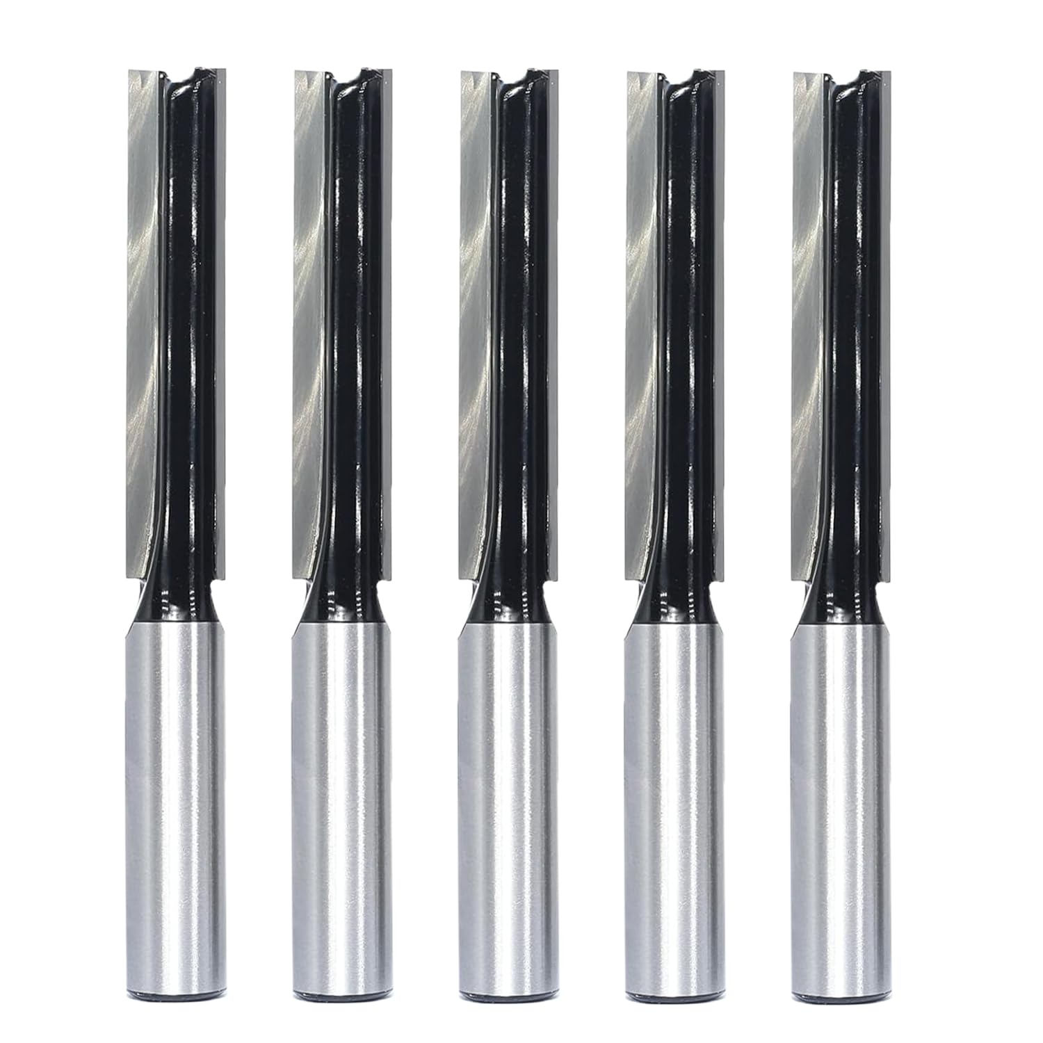 Akylin 5PCS Straight Router Bits 1/2Inch Shank, Super Long 2" Cutting Length,Cutting Dia.1/2", Tungsten Carbide Straight Cut Router Bit, for Woodworking Routing,Plunging,Dadoing