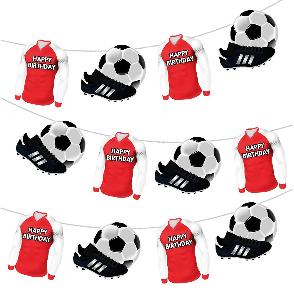 AK Giftshop Football Red and White Team Colours Bunting Party Decorations - 12pcs / 2.5m Ribbon