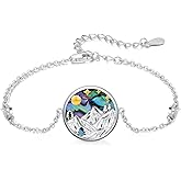 Cuoka Mountain Bracelet S925 Sterling Silver Abalone/Turquoise Full Moon and Star Crescent Mountain Bracelets For Women Men for Skiers Hikers Campers Climbers and Nature Lovers for Anniversary Birthday Christmas Jewelry Gifts