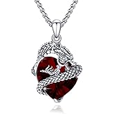 Silikepa Dragon Necklace for Women 925 Sterling Silver Oxide Dragon Pendant Necklace Birthstone Necklace Retro Jewelry Gift for Women