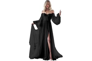 HOMDOR Long Sleeve Wedding Dress Plus Size Prom Dress 2024 Tulle Ball Gown Princess Formal Evening Gowns for Women