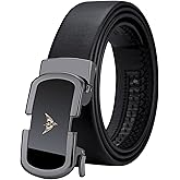 VANNANBA Mens Leather Ratchet Dress Belt for men Automatic Buckle with Gift Box