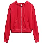 DRESSOLE Women's Cropped Zip Up Hoodie Casual Long Sleeve Workout Hooded Sweatshirt Coat