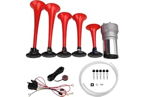 AOLIHAN Five-tube Air Horns Plays Dixieland for Any Vehicle Musical Air Horn Kit with Wire and Button 12 Volt Car Horn Multi-frequency Sound Duke Hazzard (DIXLAND With kit)