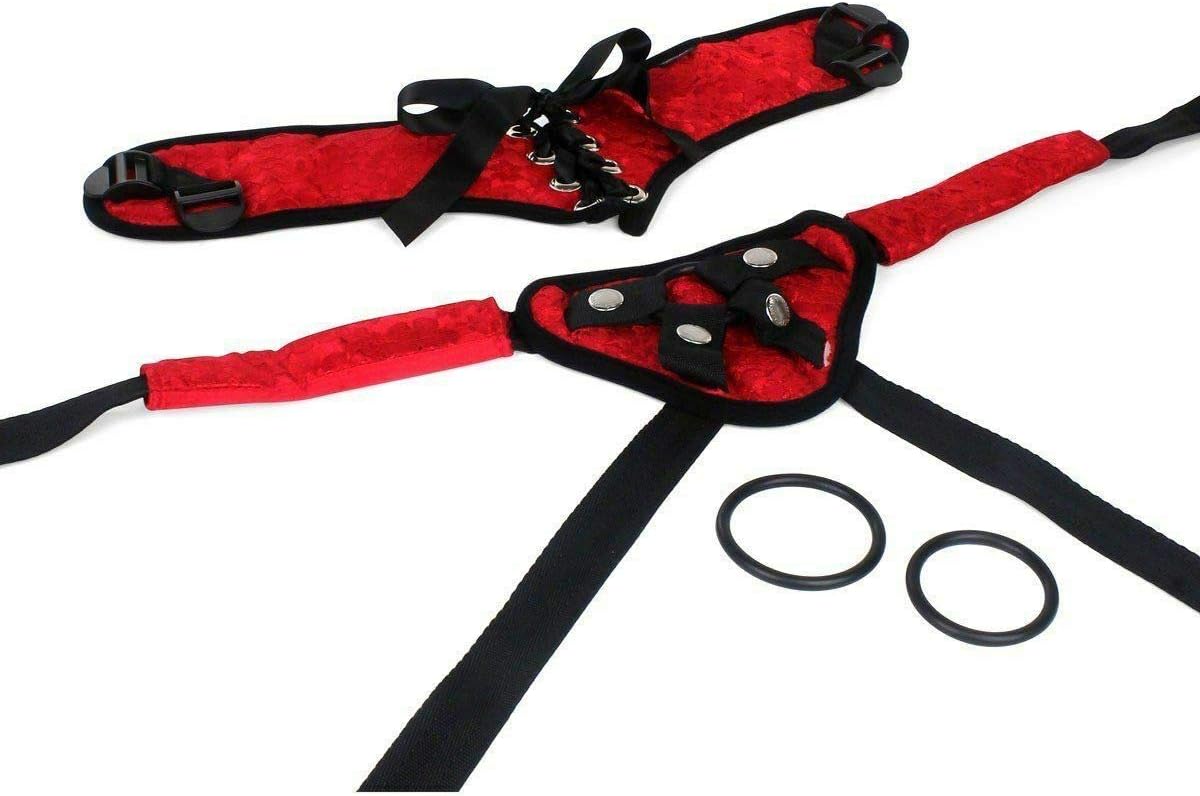 Red Corsette Strap Easy On Harness W O Ring S&Éx