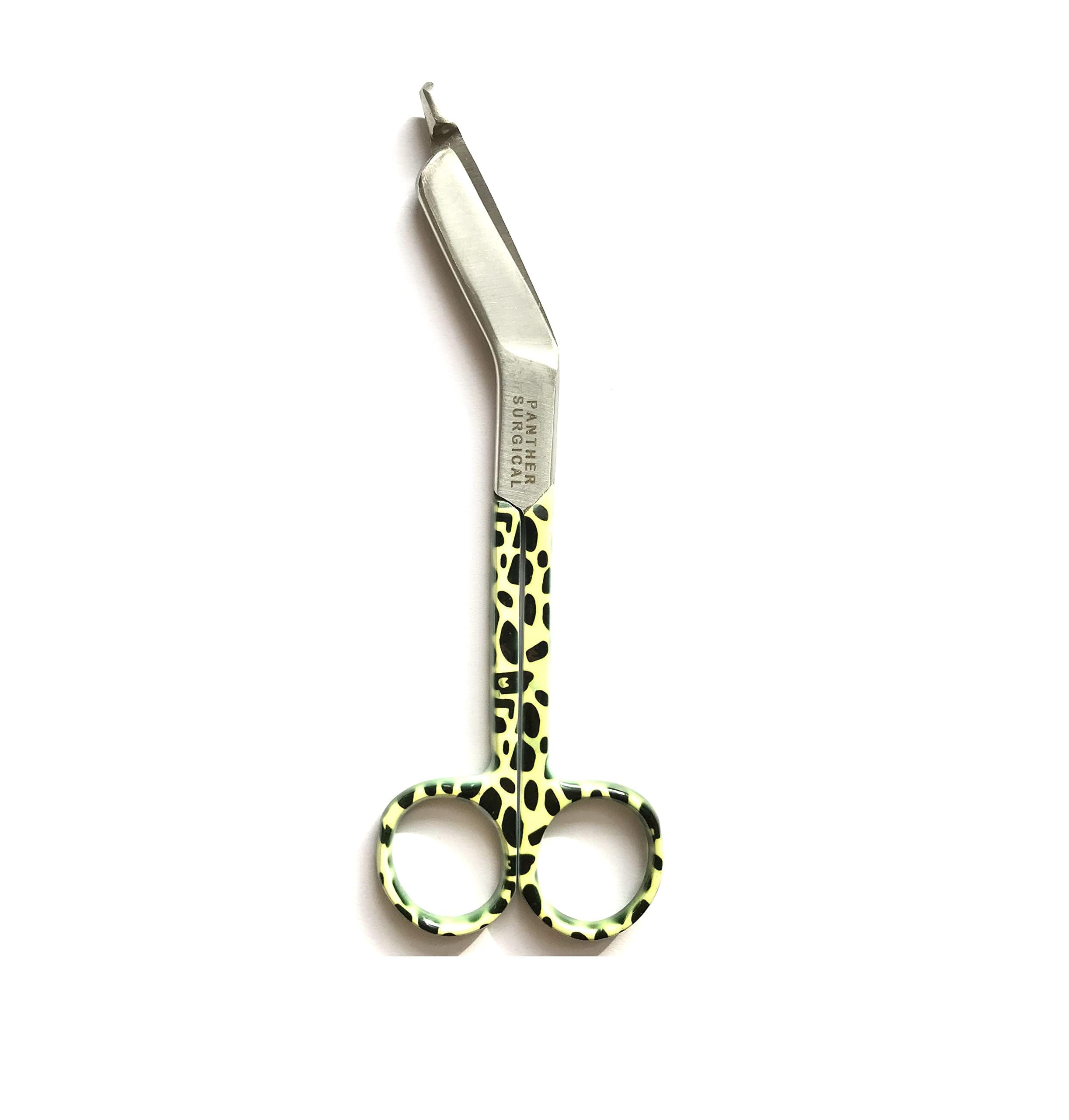 Stainless Steel 5.5'' Stoma Heavy Duty Trauma Shears Multi Colored Student Nursing Utility Tough Cut First Aid Lister Bandage Scissors Small All Purpose Scissors (Leopard Pattern)