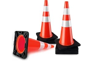 STRLON Traffic Cones 28 inch Orange 8 Pack Heavy Duty Safety Cones with Reflective Collars Fit Parking Lot,Driveway Road Traffic Control Construction Cones