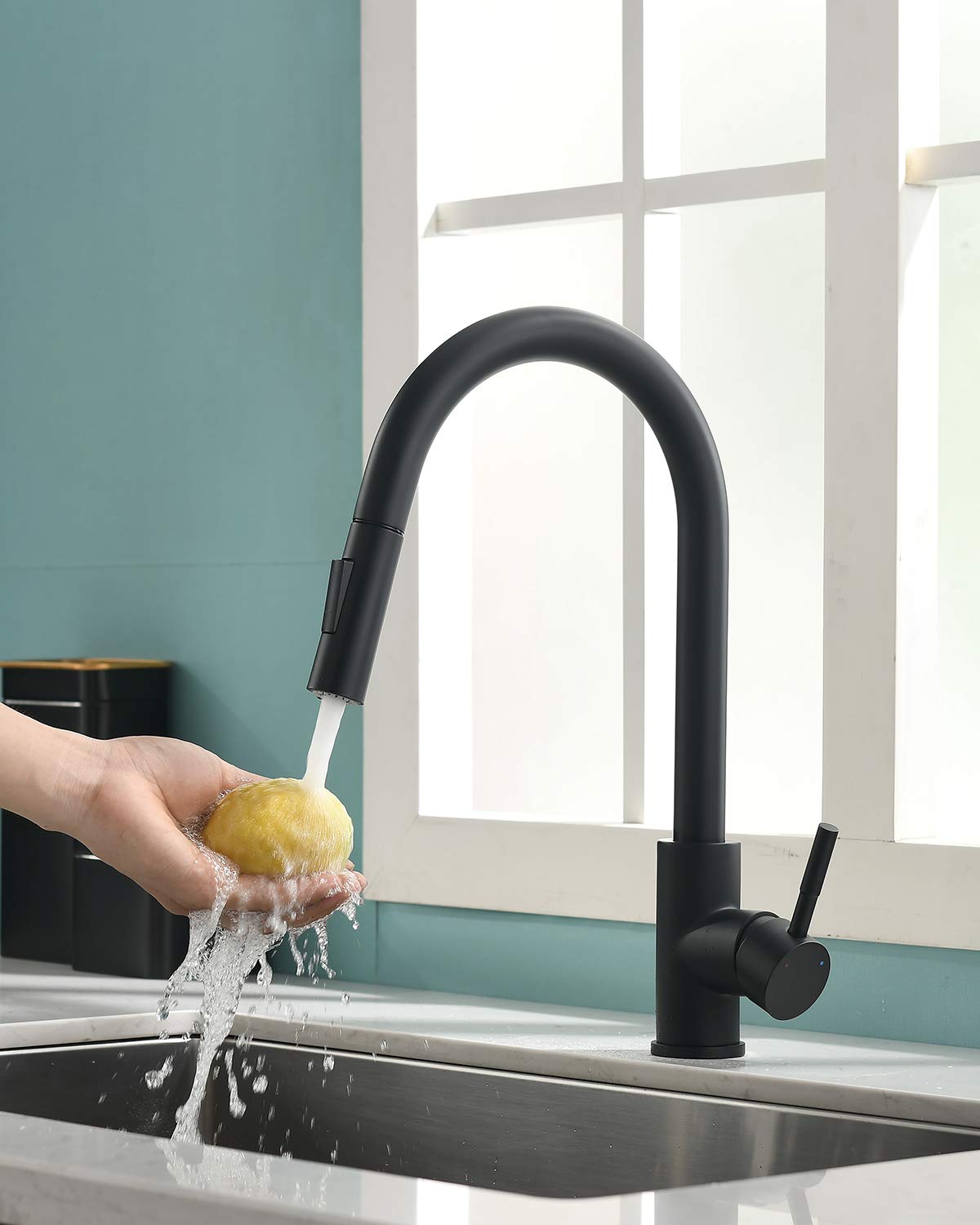 TIMACO Kitchen Tap Extendible Black Tap Kitchen 360° Swivel Mixer Taps for Kitchen Tap Single Lever Mixer Tap for Kitchen Sink Sink Mixer Tap — image 1
